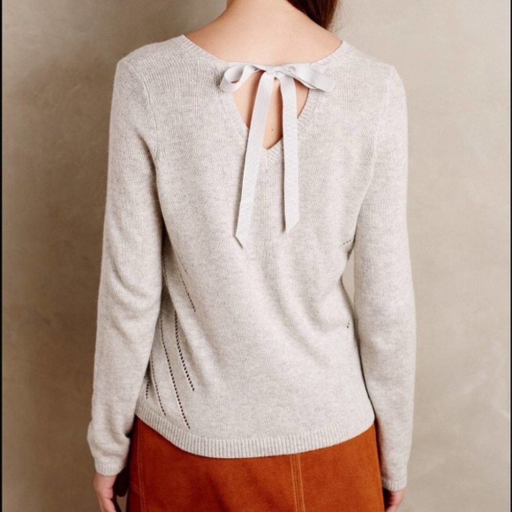 Anthropologie Moth V-Neck Sweater with Tie Back
